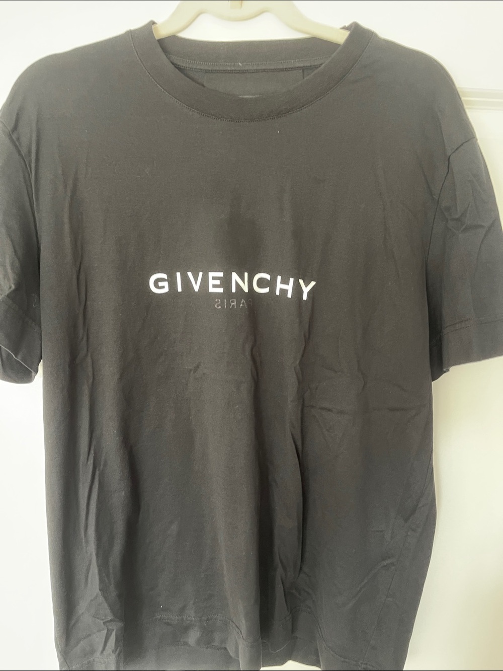 Ladies Givenchy Black Crewneck T-Shirt with White Logo s L